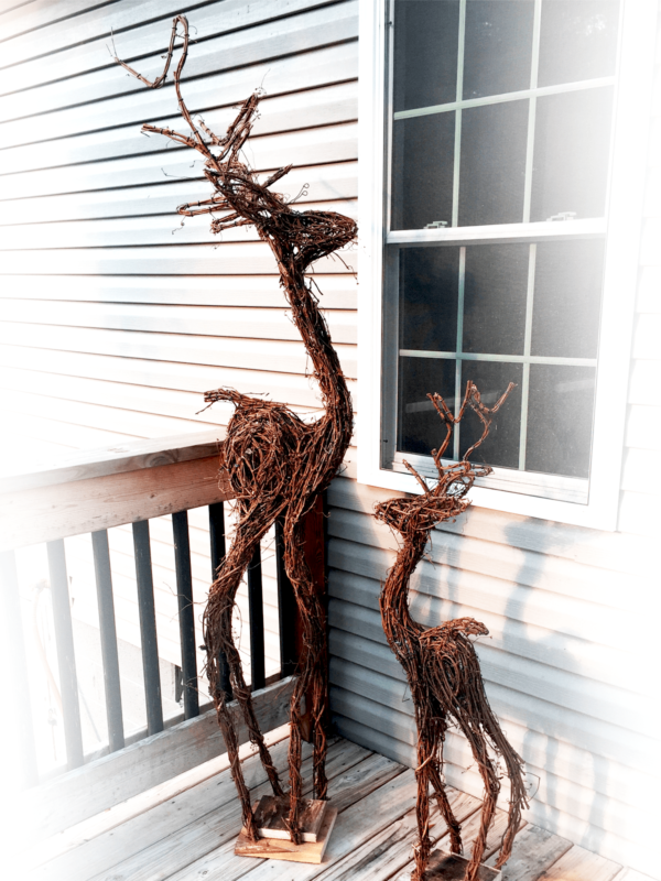 Tall and Skinny Grapevine Reindeer Set with 300 LED Lights